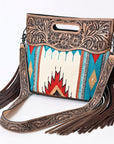 American Darling Clutch Hand Tooled Saddle Blanket Fabric Genuine Leather Western Women Bag Handbag Purse | Purses for Cute