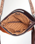 American Darling Clutch Hand Tooled Saddle Blanket Fabric Genuine Leather Western Women Bag Handbag Purse | Purses for Cute
