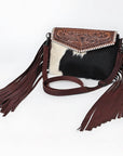 American Darling ADBGZ352 Crossbody Hand Tooled Hair-On Genuine Leather Women Bag Western Handbag Purse - Everest Ranch