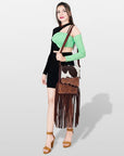 American Darling ADBGZ333 Crossbody Hand Tooled Hair-On Genuine Leather Women Bag Western Handbag Purse