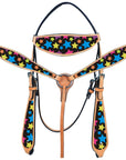 Hilason Western Horse Headstall Breast Collar Set American Leather Star