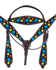 Hilason Western Horse Headstall Breast Collar Set American Leather Brown