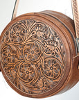 American Darling ADBGK113B Canteen Hand Tooled Genuine Leather Women Bag Western Handbag Purse