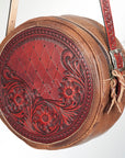 American Darling ADBGK116 Canteen Hand Tooled Genuine Leather Women Bag Western Handbag Purse