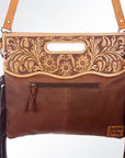 American Darling Clutch Hand Tooled Saddle Blanket Fabric Genuine Leather Western Women Bag Handbag Purse | Purses for Cute