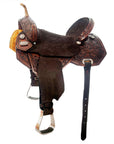 Flex Tree Western Horse Saddle In American Leather Barrel Trail By Hilason
