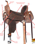 Flex Tree Western Horse Saddle In American Leather Barrel Trail By Hilason