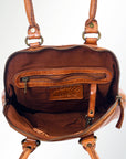 Spaghetti Western Swc123Acg Tote Vintage Handmade Drum Dyed Genuine European Cowhide Leather Women Bag Western Handbag Purse
