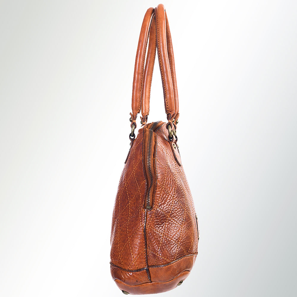 Spaghetti Western Swc123Acg Tote Vintage Handmade Drum Dyed Genuine European Cowhide Leather Women Bag Western Handbag Purse