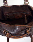 Spaghetti Western Swc124Bbrn Tote Vintage Handmade Drum Dyed Genuine European Cowhide Leather Women Bag Western Handbag Purse