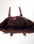 Spaghetti Western Swc126Brn Tote Vintage Handmade Drum Dyed Genuine European Cowhide Leather Women Bag Western Handbag Purse