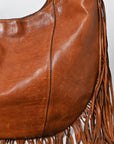 Spaghetti Western Swc127Tan Hobo Vintage Handmade Drum Dyed Genuine European Cowhide Leather Women Bag Western Handbag Purse