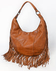 Spaghetti Western Swc127Tan Hobo Vintage Handmade Drum Dyed Genuine European Cowhide Leather Women Bag Western Handbag Purse