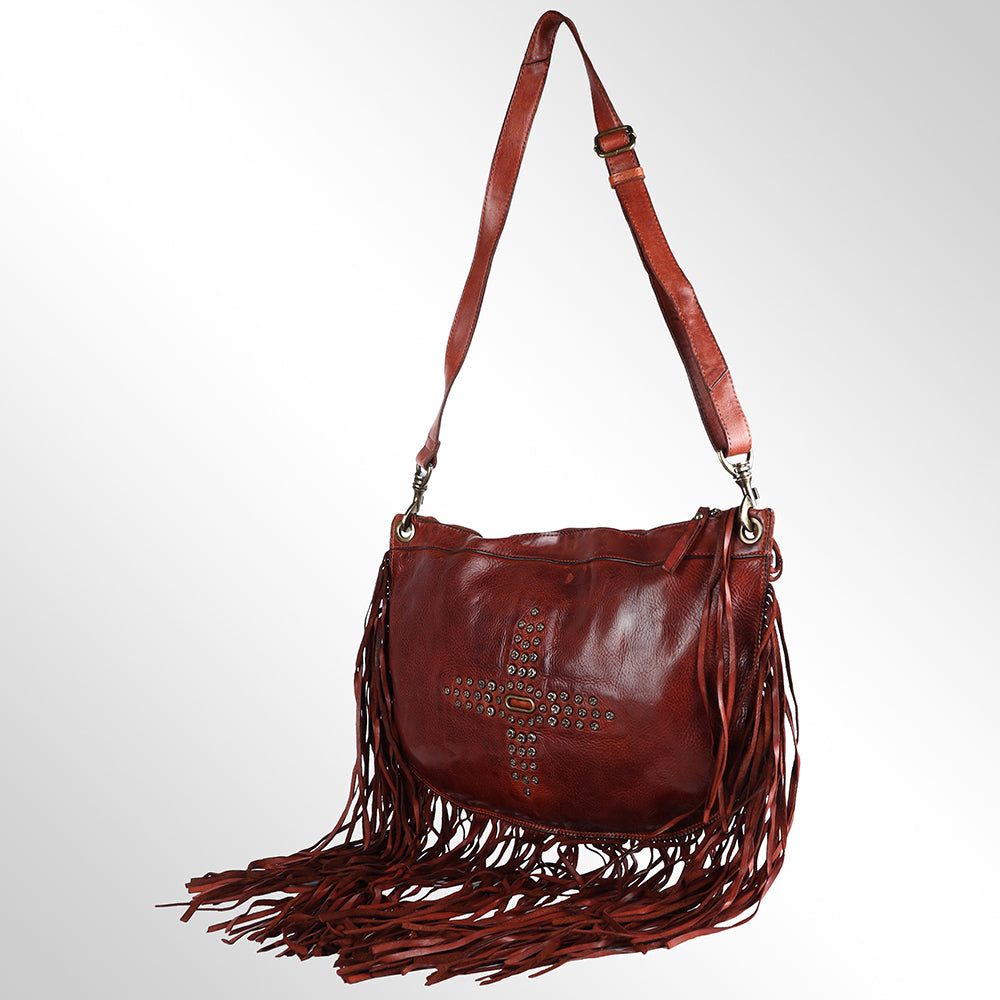 Spaghetti Western Swc128Cg Hobo Vintage Handmade Drum Dyed Genuine European Cowhide Leather Women Bag Western Handbag Purse