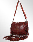 Spaghetti Western Swc128Cg Hobo Vintage Handmade Drum Dyed Genuine European Cowhide Leather Women Bag Western Handbag Purse