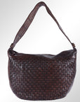 Spaghetti Western Swc129Brn Hobo Vintage Handmade Drum Dyed Genuine European Cowhide Leather Women Bag Western Handbag Purse