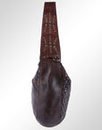 Spaghetti Western Swc129Brn Hobo Vintage Handmade Drum Dyed Genuine European Cowhide Leather Women Bag Western Handbag Purse