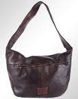 Spaghetti Western Swc129Brn Hobo Vintage Handmade Drum Dyed Genuine European Cowhide Leather Women Bag Western Handbag Purse