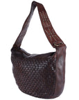 Spaghetti Western Swc129Brn Hobo Vintage Handmade Drum Dyed Genuine European Cowhide Leather Women Bag Western Handbag Purse
