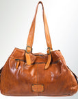 Spaghetti Western Swc132Tan Tote Vintage Handmade Drum Dyed Genuine European Cowhide Leather Women Bag Western Handbag Purse