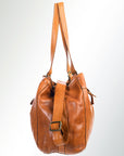 Spaghetti Western Swc132Tan Tote Vintage Handmade Drum Dyed Genuine European Cowhide Leather Women Bag Western Handbag Purse