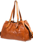 Spaghetti Western Swc132Tan Tote Vintage Handmade Drum Dyed Genuine European Cowhide Leather Women Bag Western Handbag Purse