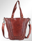 Spaghetti Western Swc134Cg Tote Vintage Handmade Drum Dyed Genuine European Cowhide Leather Women Bag Western Handbag Purse