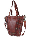Spaghetti Western Swc134Cg Tote Vintage Handmade Drum Dyed Genuine European Cowhide Leather Women Bag Western Handbag Purse