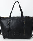 Spaghetti Western Swc135Ablk Tote Vintage Handmade Drum Dyed Genuine European Cowhide Leather Women Bag Western Handbag Purse