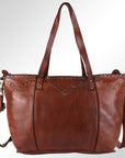 Spaghetti Western Swc135Btan Tote Vintage Handmade Drum Dyed Genuine European Cowhide Leather Women Bag Western Handbag Purse