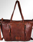Spaghetti Western Swc135Btan Tote Vintage Handmade Drum Dyed Genuine European Cowhide Leather Women Bag Western Handbag Purse
