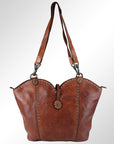 Spaghetti Western Swc136Btan Hobo Vintage Handmade Drum Dyed Genuine European Cowhide Leather Women Bag Western Handbag Purse