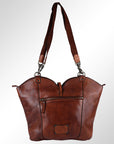 Spaghetti Western Swc136Btan Hobo Vintage Handmade Drum Dyed Genuine European Cowhide Leather Women Bag Western Handbag Purse