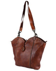Spaghetti Western Swc136Btan Hobo Vintage Handmade Drum Dyed Genuine European Cowhide Leather Women Bag Western Handbag Purse