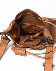 Spaghetti Western Swc137Tan Tote Vintage Handmade Drum Dyed Genuine European Cowhide Leather Women Bag Western Handbag Purse