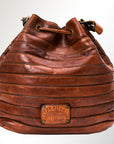 Spaghetti Western Swc138Bcg Hobo Vintage Handmade Drum Dyed Genuine European Cowhide Leather Women Bag Western Handbag Purse