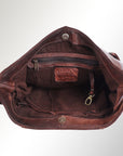 Spaghetti Western Swc140Brn Hobo Vintage Handmade Drum Dyed Genuine European Cowhide Leather Women Bag Western Handbag Purse