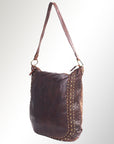 Spaghetti Western Swc142Abrn Hobo Vintage Handmade Drum Dyed Genuine European Cowhide Leather Women Bag Western Handbag Purse