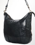 Spaghetti Western Swc143Blk Hobo Vintage Handmade Drum Dyed Genuine European Cowhide Leather Women Bag Western Handbag Purse