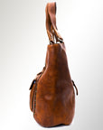 Spaghetti Western Swc144Btan Tote Vintage Handmade Drum Dyed Genuine European Cowhide Leather Women Bag Western Handbag Purse
