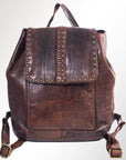 Spaghetti Western Swc145Abrn Backpack Vintage Handmade Drum Dyed Genuine European Cowhide Leather Women Bag Western Handbag Purse