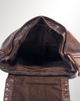 Spaghetti Western Swc145Abrn Backpack Vintage Handmade Drum Dyed Genuine European Cowhide Leather Women Bag Western Handbag Purse