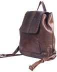 Spaghetti Western Swc145Abrn Backpack Vintage Handmade Drum Dyed Genuine European Cowhide Leather Women Bag Western Handbag Purse