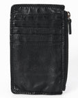 Spaghetti Western Swc146Ablk Card-Holder Vintage Handmade Drum Dyed Genuine European Cowhide Leather Women Bag Western Handbag Purse