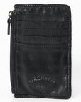 Spaghetti Western Swc146Ablk Card-Holder Vintage Handmade Drum Dyed Genuine European Cowhide Leather Women Bag Western Handbag Purse