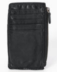 Spaghetti Western Swc146Ablk Card-Holder Vintage Handmade Drum Dyed Genuine European Cowhide Leather Women Bag Western Handbag Purse