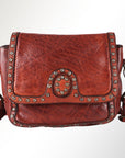 Spaghetti Western Swc149Cg Envelope Vintage Handmade Drum Dyed Genuine European Cowhide Leather Women Bag Western Handbag Purse