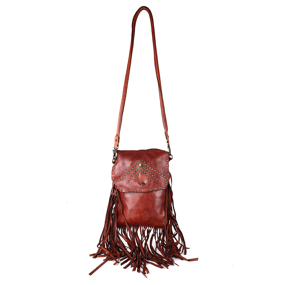 Spaghetti Western Swc150Cg Large Crossbody Vintage Handmade Drum Dyed Genuine European Cowhide Leather Women Bag Western Handbag Purse