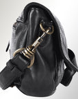 Spaghetti Western Swc151Blk Envelope Vintage Handmade Drum Dyed Genuine European Cowhide Leather Women Bag Western Handbag Purse
