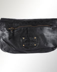 Spaghetti Western Swc151Blk Envelope Vintage Handmade Drum Dyed Genuine European Cowhide Leather Women Bag Western Handbag Purse